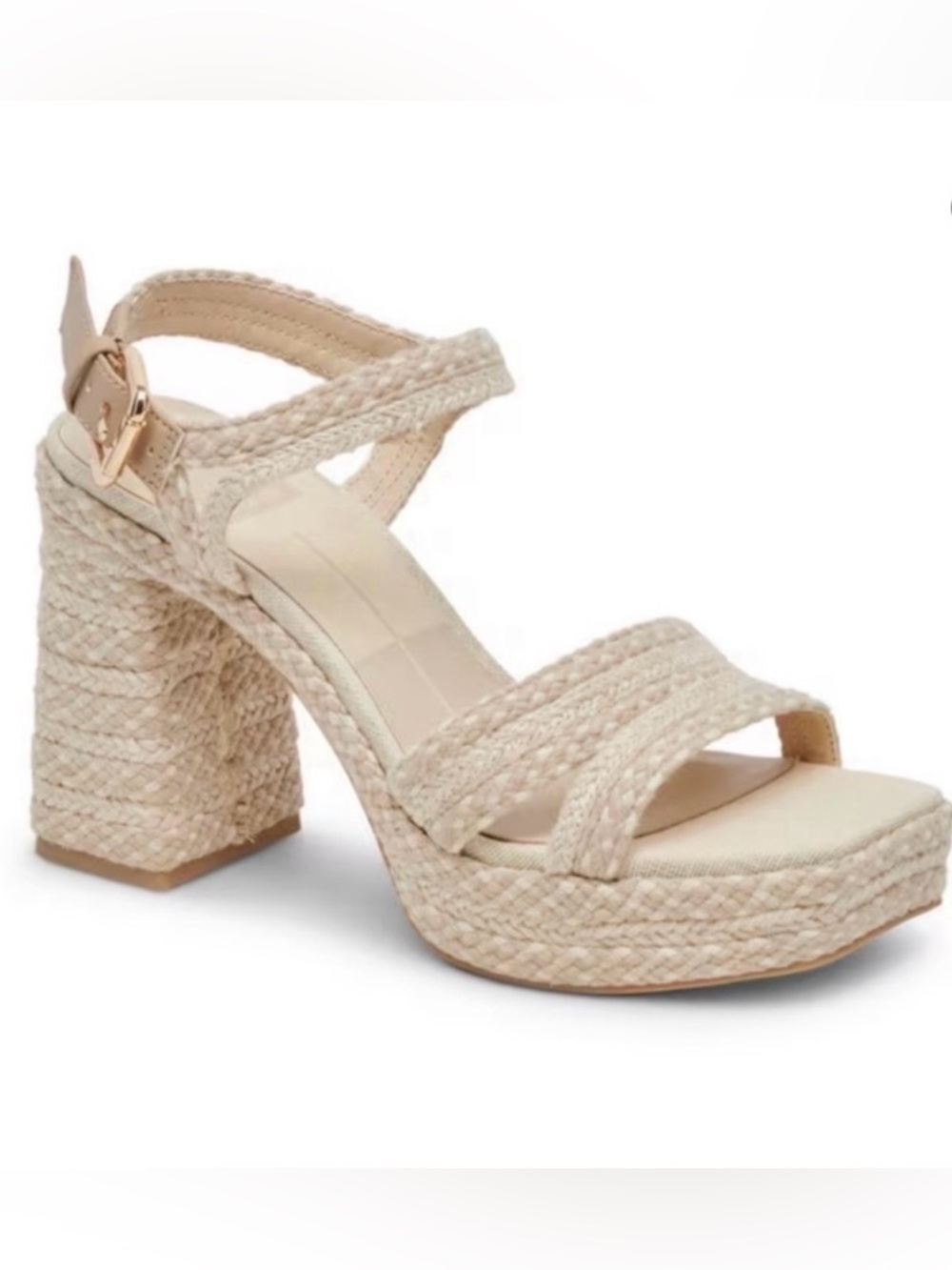 dolce vita arnela heel platform sandal in dune multi woven